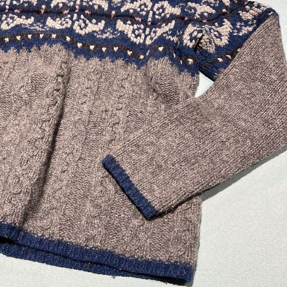 Carroll Reed Turtleneck Sweater 100% Wool Fair Isle Fisherman Core - Picture 2 of 7